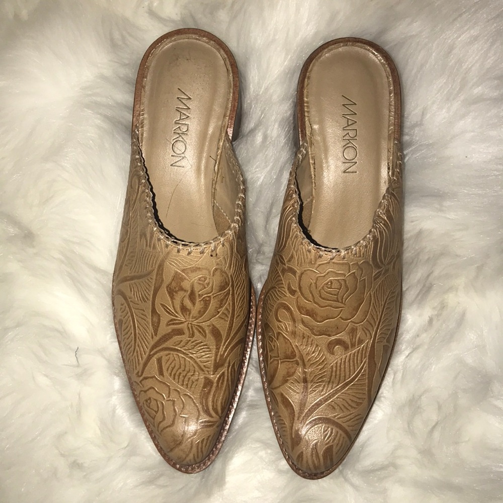 Markon floral leather mules